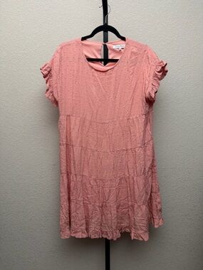 Emory Park Women's Pink Ruffle Sleeve Tiered Dress